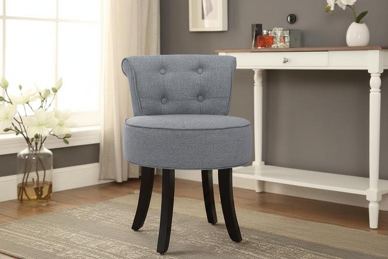 Grey Upholstered Vanity Dressing Chair with Rubberwood Legs by Wowcher |  uFurnish.com