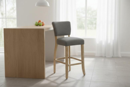 PRICE DROP! Set of 2 Bar Stools with Linen-Upholstered Padded Seats - thumbnail 7