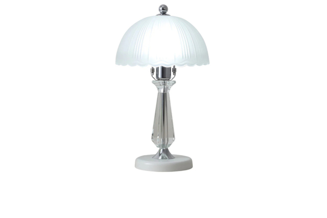 Crystal Table Lamp with Scalloped Frosted Glass Lampshade - image 1