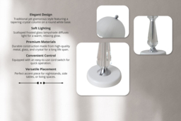 Crystal Table Lamp with Scalloped Frosted Glass Lampshade - thumbnail 3