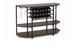 3-Tier Wine Bar Cabinet with Glass Holders, Shelves, and Charging Station - thumbnail 5