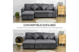 Grey Fabric Corner Sofa Bed with Storage Chaise - Modern 3-Seater Reclining Sofa - thumbnail 8