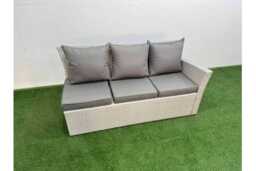 9-Seat Grey Rattan Dining Set with Fire Pit Table & Footstools - Weather-Resistant Modern Outdoor Lounge - thumbnail 4