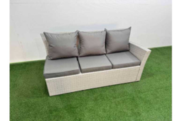 9-Seat Grey Rattan Dining Set with Fire Pit Table & Footstools - Weather-Resistant Modern Outdoor Lounge - thumbnail 8