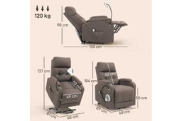 Ergonomic Electric Rise & Recline Armchair - Linen Upholstery, 120kg Capacity, LED Reading Light - thumbnail 7