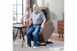 Ergonomic Electric Rise & Recline Armchair - Linen Upholstery, 120kg Capacity, LED Reading Light - thumbnail 2