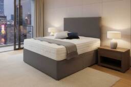 Grey Fabric Divan Bed Set: Memory Sprung Mattress & Headboard Included - 6 Sizes & Optional Storage