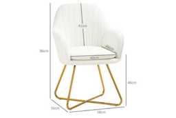 PRICE DROP! Set of 2 Cream Sherpa Fleece Dining Chairs - Plush Upholstered Accent Armchairs, Modern Steel Legs - thumbnail 3