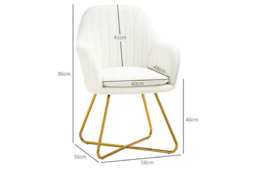 PRICE DROP! Set of 2 Cream Sherpa Fleece Dining Chairs - Plush Upholstered Accent Armchairs, Modern Steel Legs - thumbnail 7