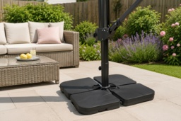 Heavy-Duty Black Cantilever Parasol Base - Weather-Resistant, Four-Piece Design - thumbnail 1
