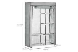 PRICE DROP! Portable Fabric Bedroom Wardrobe - 6 Shelf Steel Storage, Dust-Proof Cover, Space-Saving Design - thumbnail 2