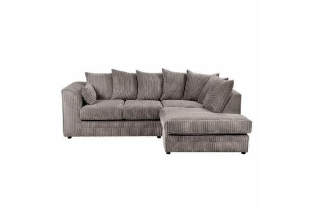 Dylan Right Hand Corner Grey Jumbo Cord Fabric Sofa - Modern 5-Seater Family Lounge - image 1
