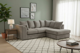 Dylan Right Hand Corner Grey Jumbo Cord Fabric Sofa - Modern 5-Seater Family Lounge - thumbnail 6