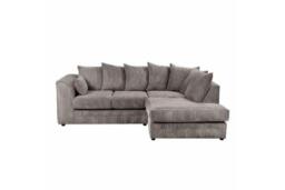 Dylan Right Hand Corner Grey Jumbo Cord Fabric Sofa - Modern 5-Seater Family Lounge