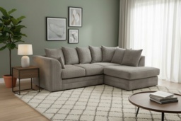 Dylan Right Hand Corner Grey Jumbo Cord Fabric Sofa - Modern 5-Seater Family Lounge - thumbnail 2