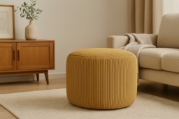 Oval Jumbo Cord Pouffe Bean Bag Footstool - Plush Shredded Foam, Lightweight, 4 Colours