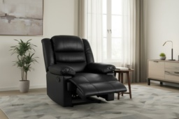 Adjustable Leather Recliner Armchair Sofa - Modern PU, High-Back, Black or Brown