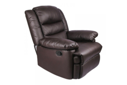 Adjustable Leather Recliner Armchair Sofa - Modern PU, High-Back, Black or Brown - thumbnail 4