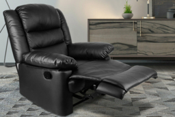 Adjustable Leather Recliner Armchair Sofa - Modern PU, High-Back, Black or Brown - thumbnail 8