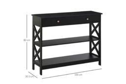 Black MDF Storage Console Table with Drawers & Shelves - Contemporary Hallway or Living Room Side Table - thumbnail 5