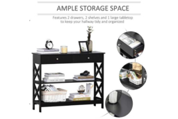 Black MDF Storage Console Table with Drawers & Shelves - Contemporary Hallway or Living Room Side Table - thumbnail 7