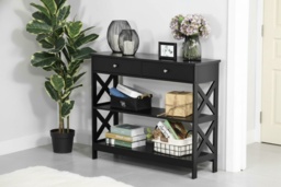 Black MDF Storage Console Table with Drawers & Shelves - Contemporary Hallway or Living Room Side Table - thumbnail 2