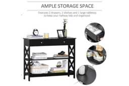 Black MDF Storage Console Table with Drawers & Shelves - Contemporary Hallway or Living Room Side Table - thumbnail 3