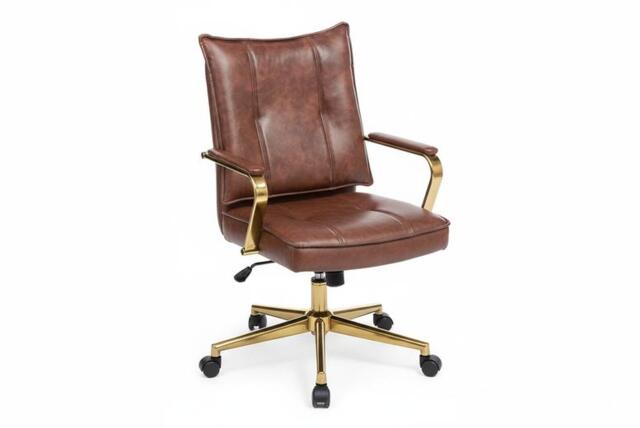 PU Upholstered Ergonomic Office Chair - Brown - image 1