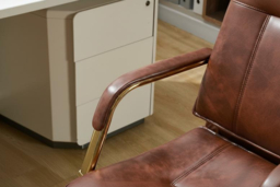 PU Upholstered Ergonomic Office Chair - Brown - thumbnail 7