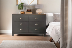 PRICE DROP! Camden Contemporary 6-Drawer Chest - Sturdy Bedroom Storage in Graphite, Grey, or White with Oak Top - thumbnail 8