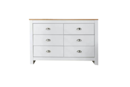 PRICE DROP! Camden Contemporary 6-Drawer Chest - Sturdy Bedroom Storage in Graphite, Grey, or White with Oak Top - thumbnail 5