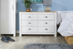 PRICE DROP! Camden Contemporary 6-Drawer Chest - Sturdy Bedroom Storage in Graphite, Grey, or White with Oak Top - thumbnail 4