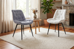 PRICE DROP! Teddy Fleece Upholstered Dining Chair - Grey or White - thumbnail 2