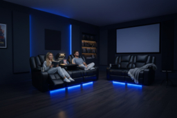 PRICE DROP! Bentley Cinema Leather 3+2 Seater Electric Reclining Sofa Set - thumbnail 6