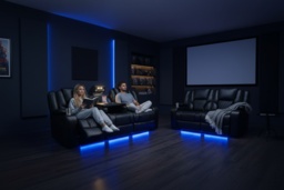 PRICE DROP! Bentley Cinema Leather 3+2 Seater Electric Reclining Sofa Set - thumbnail 2