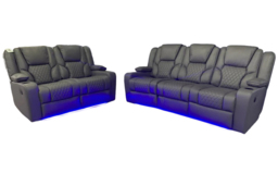 PRICE DROP! Bentley Cinema Leather 3+2 Seater Electric Reclining Sofa Set - thumbnail 3