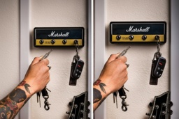 Marshall Metal Guitar Keychain Wall Holder - Quirky Hallway Decor, Easy Install, 20cm - thumbnail 2