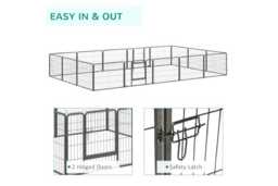 16 Panel Small Animal Playpen - Rabbit, Guinea Pig & Puppy Metal Enclosure - Secure, Portable, Easy-Clean Pet Pen - thumbnail 4