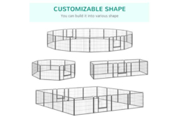 16 Panel Small Animal Playpen - Rabbit, Guinea Pig & Puppy Metal Enclosure - Secure, Portable, Easy-Clean Pet Pen - thumbnail 7