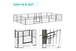 16 Panel Small Animal Playpen - Rabbit, Guinea Pig & Puppy Metal Enclosure - Secure, Portable, Easy-Clean Pet Pen - thumbnail 8