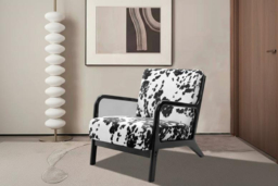 Velvet-Upholstered Black & White Spotted Armchair - Comfy & Stylish - thumbnail 8