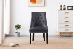 Velvet Dining Chair Set with Knocker Back - Plush Upholstered, Wooden Legs, 1/2/4/6 Seater, Modern Classic - thumbnail 3