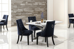 Velvet Dining Chair Set with Knocker Back - Plush Upholstered, Wooden Legs, 1/2/4/6 Seater, Modern Classic - thumbnail 6