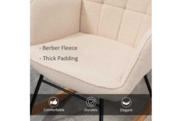 Ergonomic Wingback Rocking Chair - Plush Fleece Upholstery - Beige - 120kg Capacity - Modern Nursery & Lounge Seat - thumbnail 7