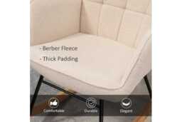 Ergonomic Wingback Rocking Chair - Plush Fleece Upholstery - Beige - 120kg Capacity - Modern Nursery & Lounge Seat - thumbnail 3