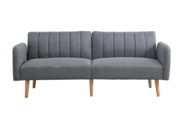 Grey Fabric 2-Seater Click Clack Sofa Bed - Modern Split Back, Space-Saving Design - thumbnail 1