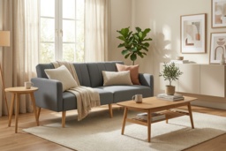 Grey Fabric 2-Seater Click Clack Sofa Bed - Modern Split Back, Space-Saving Design - thumbnail 2