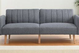 Grey Fabric 2-Seater Click Clack Sofa Bed - Modern Split Back, Space-Saving Design - thumbnail 3