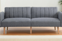 Grey Fabric 2-Seater Click Clack Sofa Bed - Modern Split Back, Space-Saving Design - thumbnail 7
