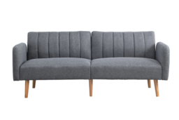 Grey Fabric 2-Seater Click Clack Sofa Bed - Modern Split Back, Space-Saving Design - thumbnail 5